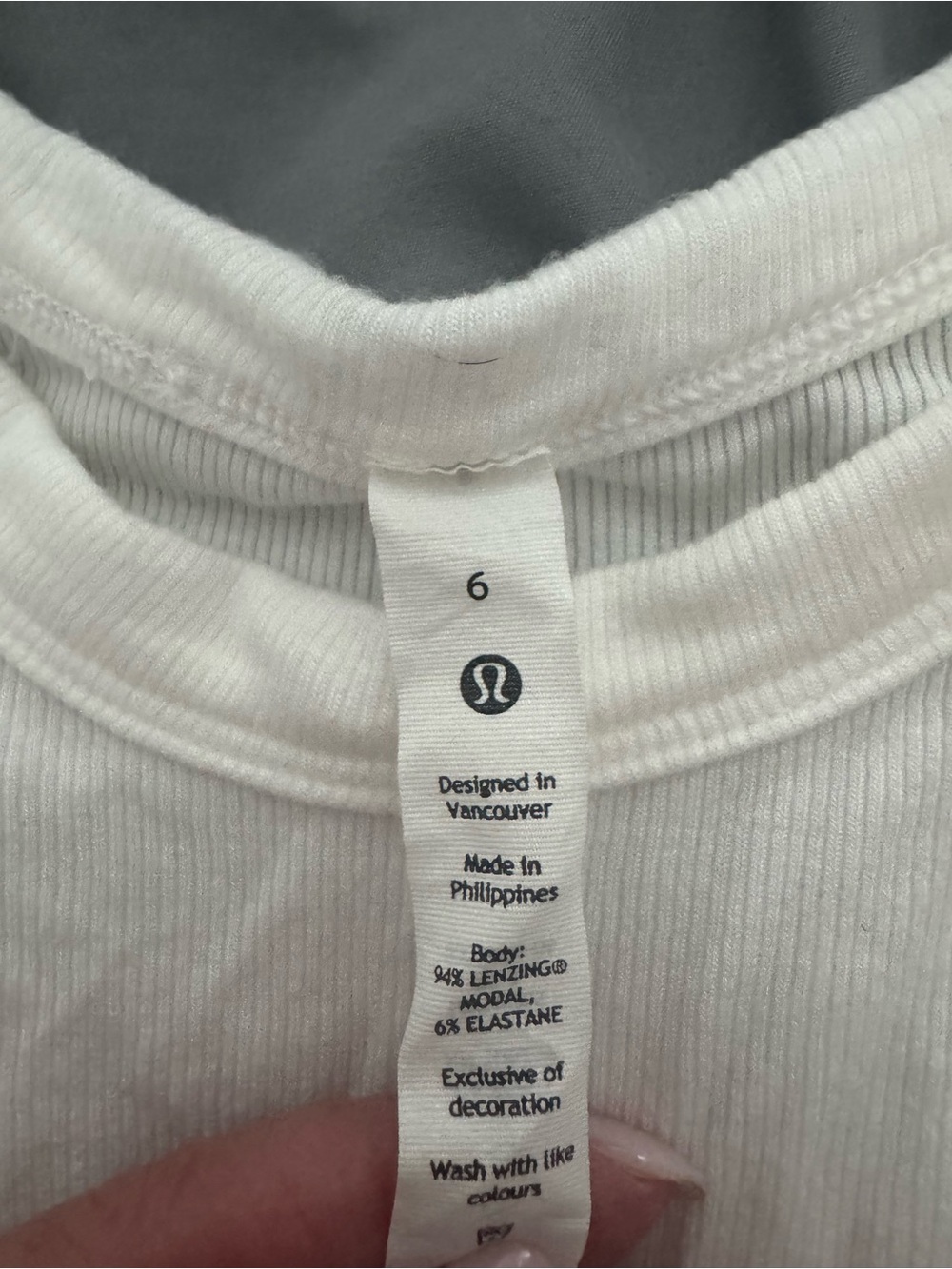 Lululemon White Ribbed Racerback Crop Tank - Picture 3 of 3